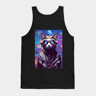 Techno Cat In Japan Neon City Tank Top